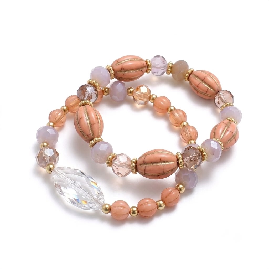 İKİLİ KRİSTAL PEMBE BİLEKLİK