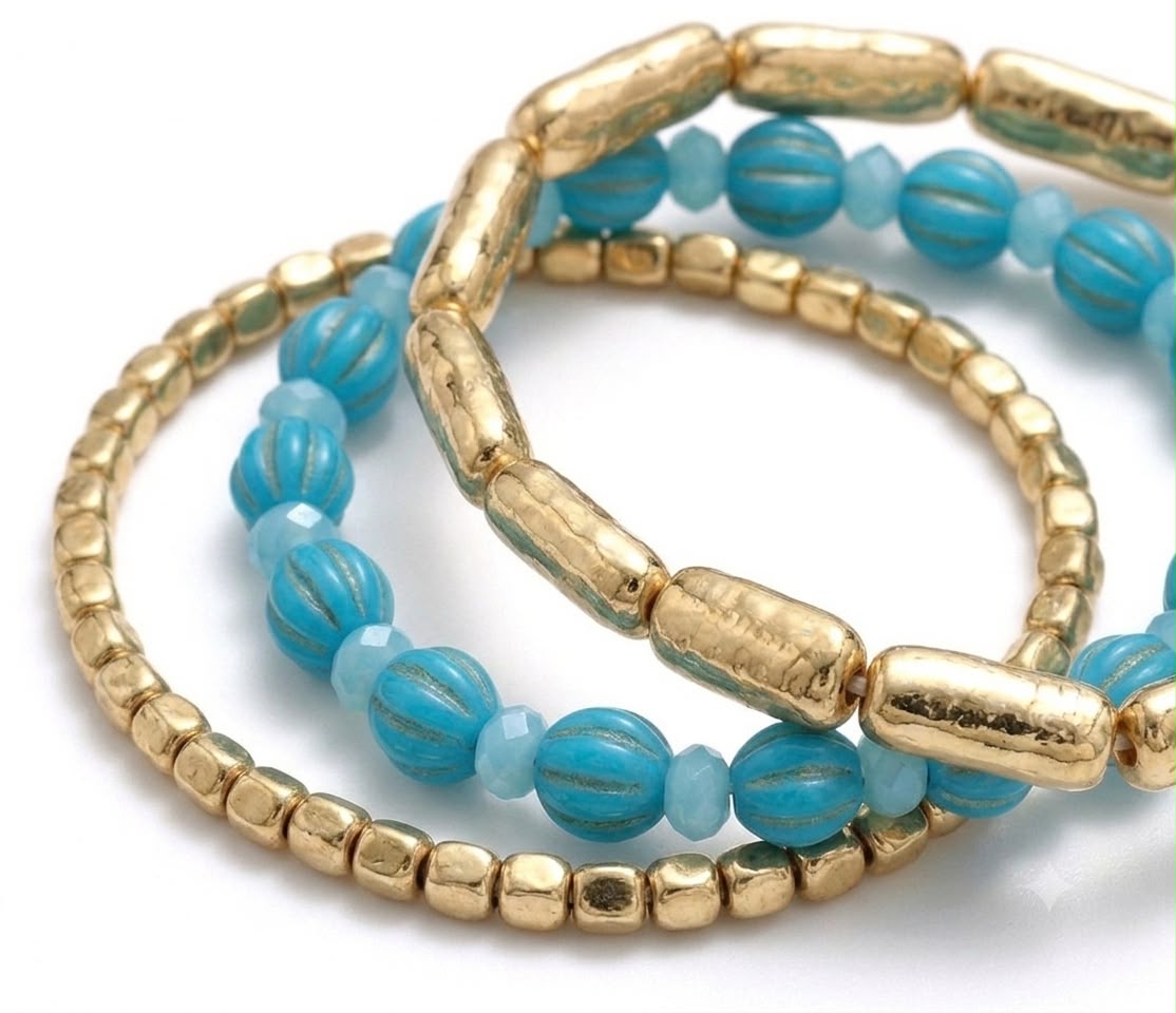 ÜÇLÜ GOLD MAVİ BİLEKLİK