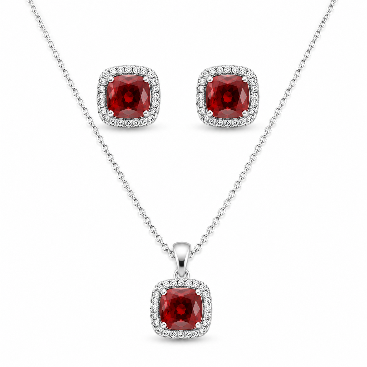 KIRMIZI KARE TAŞLI SET