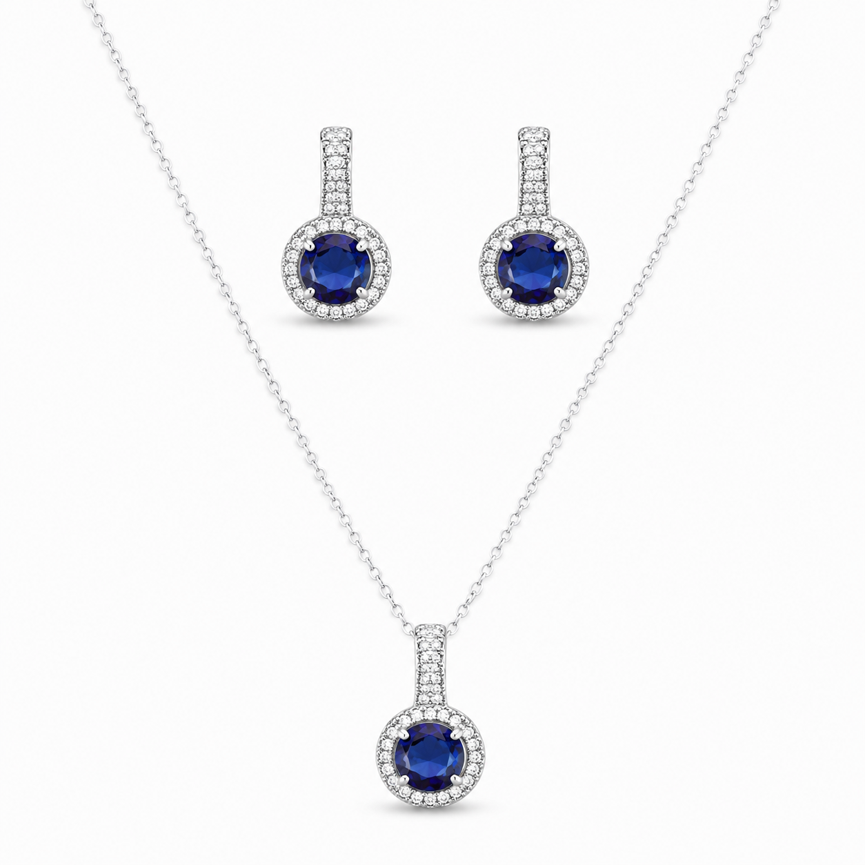 MAVİ OVAL TAŞLI SET