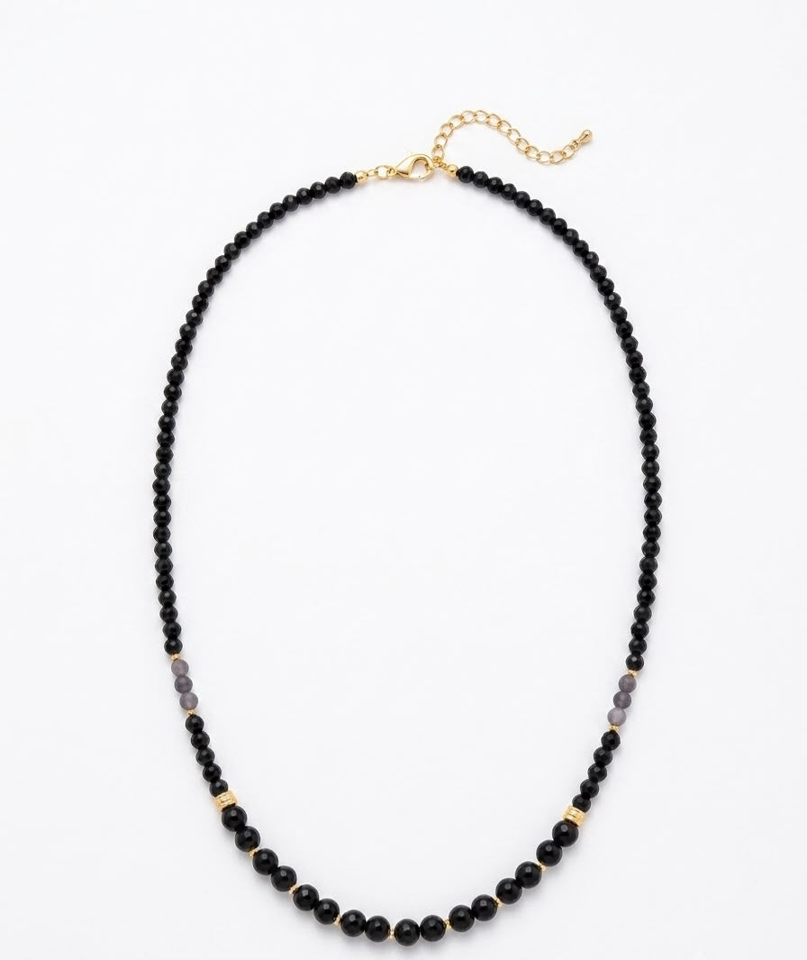 GOLD DETAYLI ONYX DOĞALTAŞ KOLYE 1