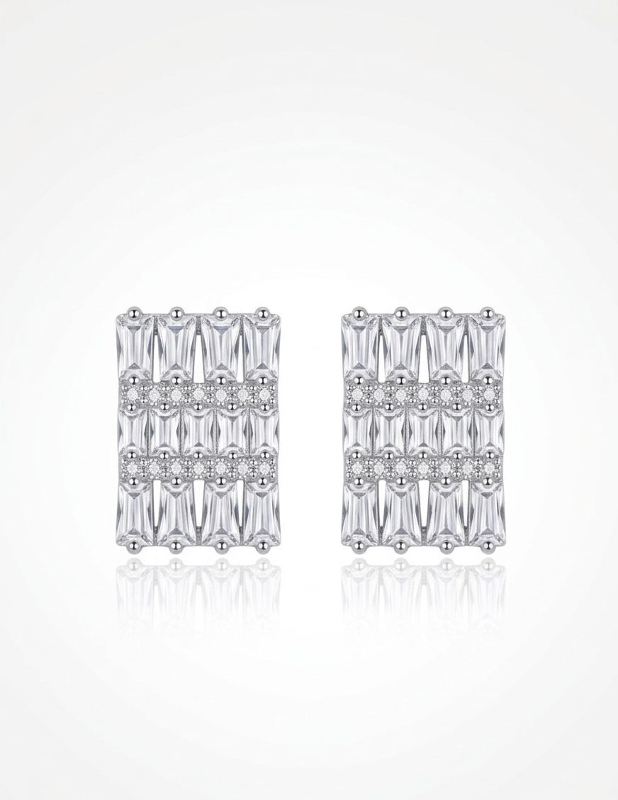 ZIRCON DİKDÖRTEN BAGET KÜPE