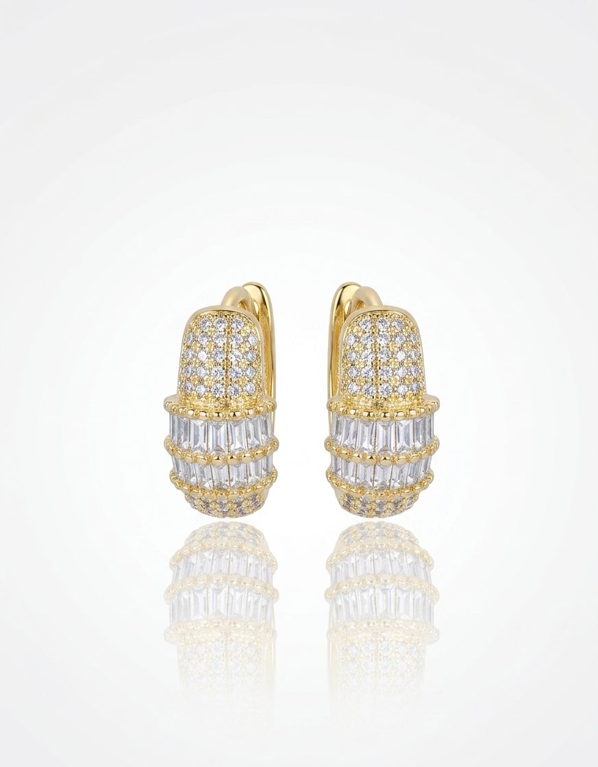ZIRCON SARI BAGET HALKA KÜPE