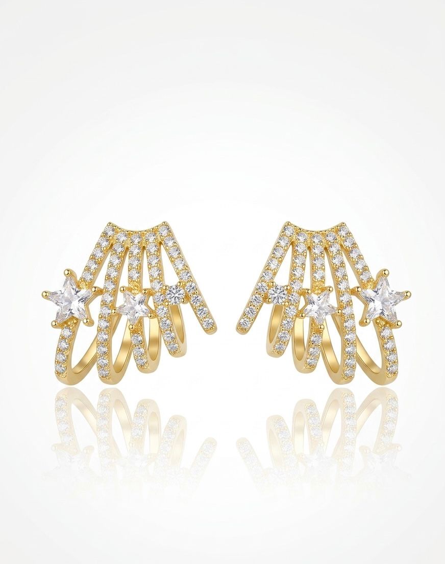 ZIRCON SARI YILDIZ DETAYLI KÜPE