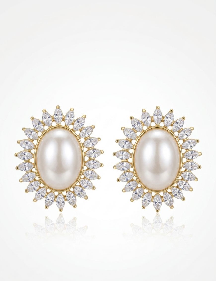 ZIRCON SARI BÜYÜK İNCİ KÜPE