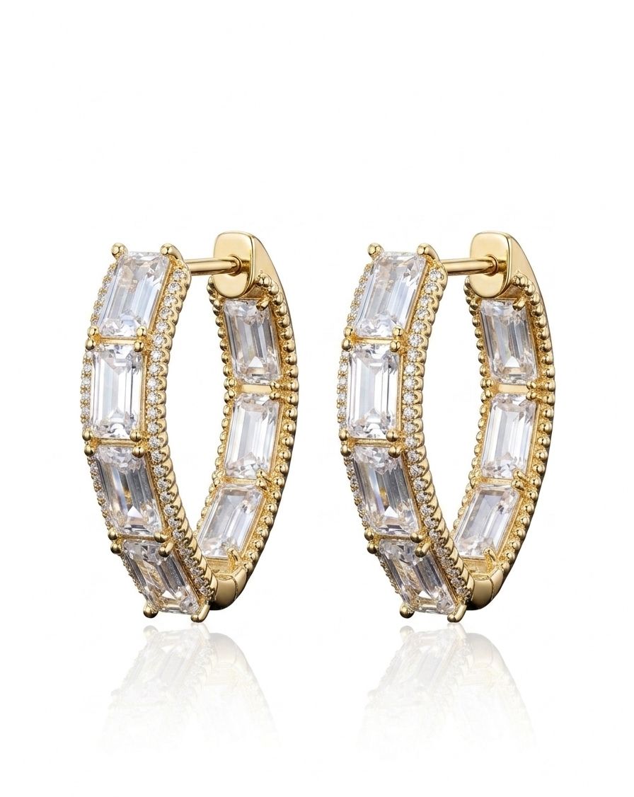 ZIRCON SARI BAGET HALKA KÜPE