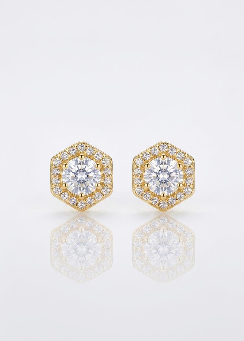 ZIRCON SARI KONTÜRLÜ TEK TAŞ KÜPE